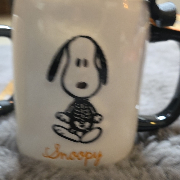 Rae Dunn Snoopy Skeleton Mug - Cream and Black so stinking cute - Picture 6 of 11
